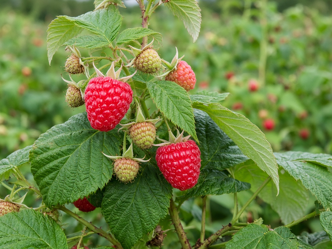 Frambuesas en planta analizadas con indicadores de visión artificial
